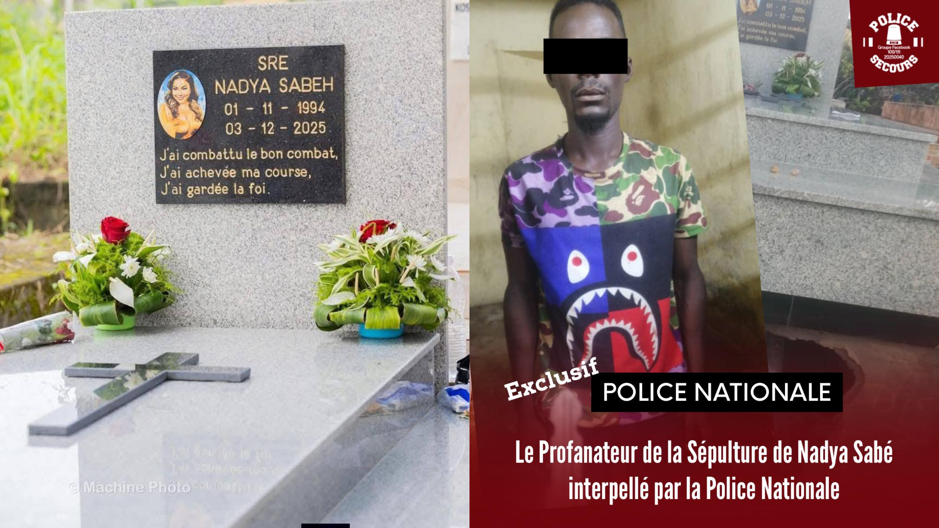 La tombe de Nadiya Sabeh profanée ce dimanche, l'auteur présumé arrêté © Crédit photo DR