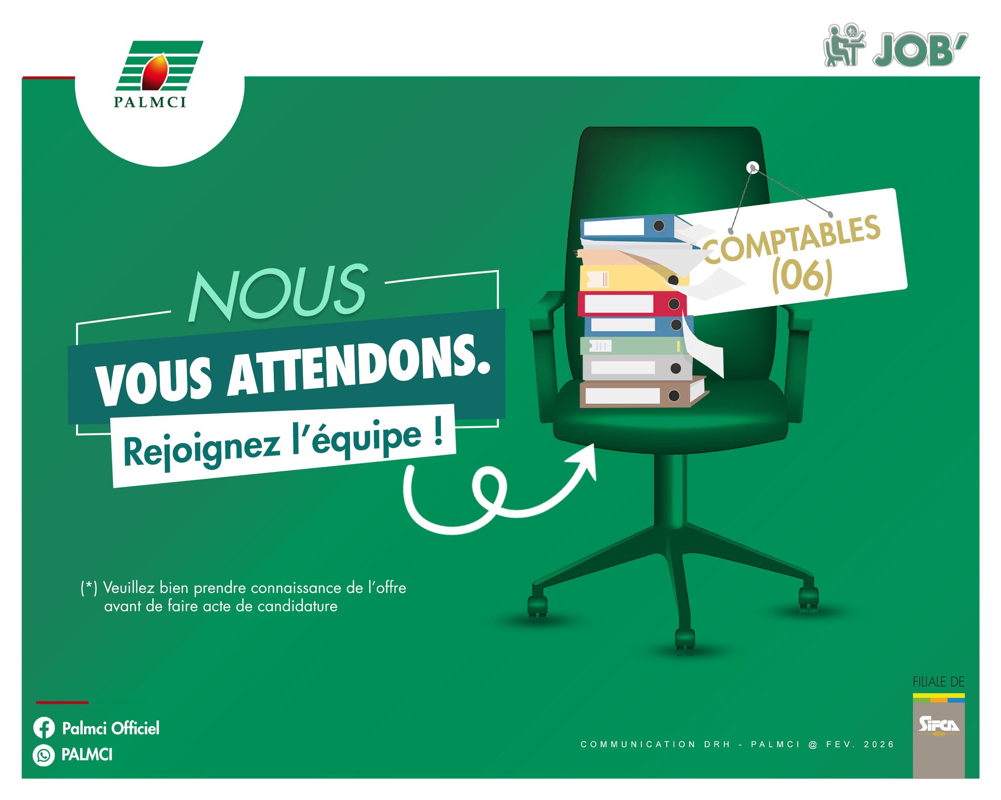 PALMCI lance le recrutement de six nouveaux comptables © Crédit photo DR