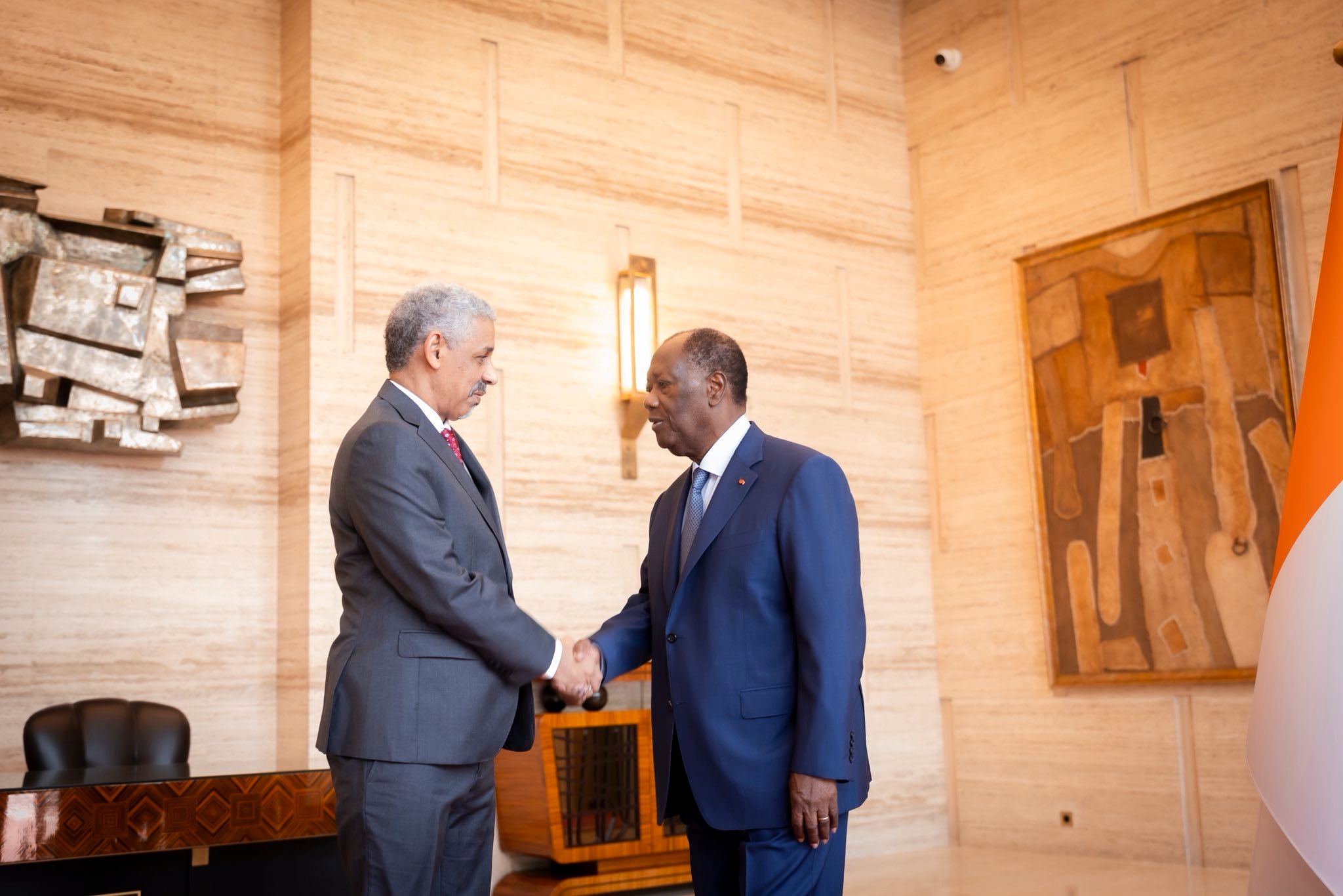 Le président de la BAD, Sidi Ould Tah a rencontré ce jeudi 5 février 2026 Alassane Ouattara à Abidjan © Crédit photo DR