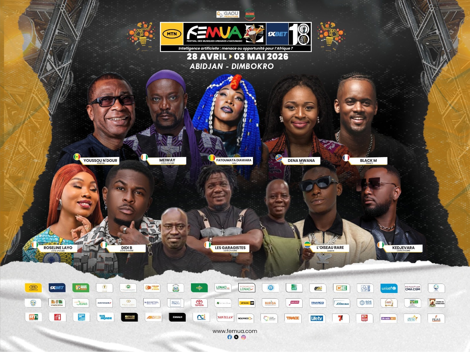 FEMUA 18 lancé à Abidjan : Youssou N'Dour et le Gabon à l'honneur © Crédit photo DR