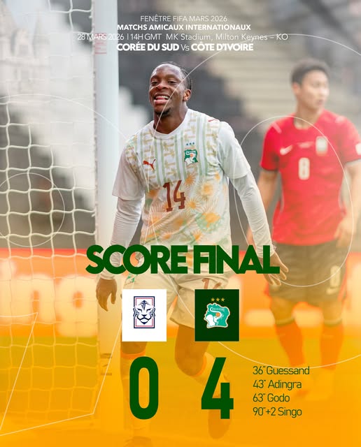 Football : La Côte d'Ivoire corrige la Corée du Sud (4-0)