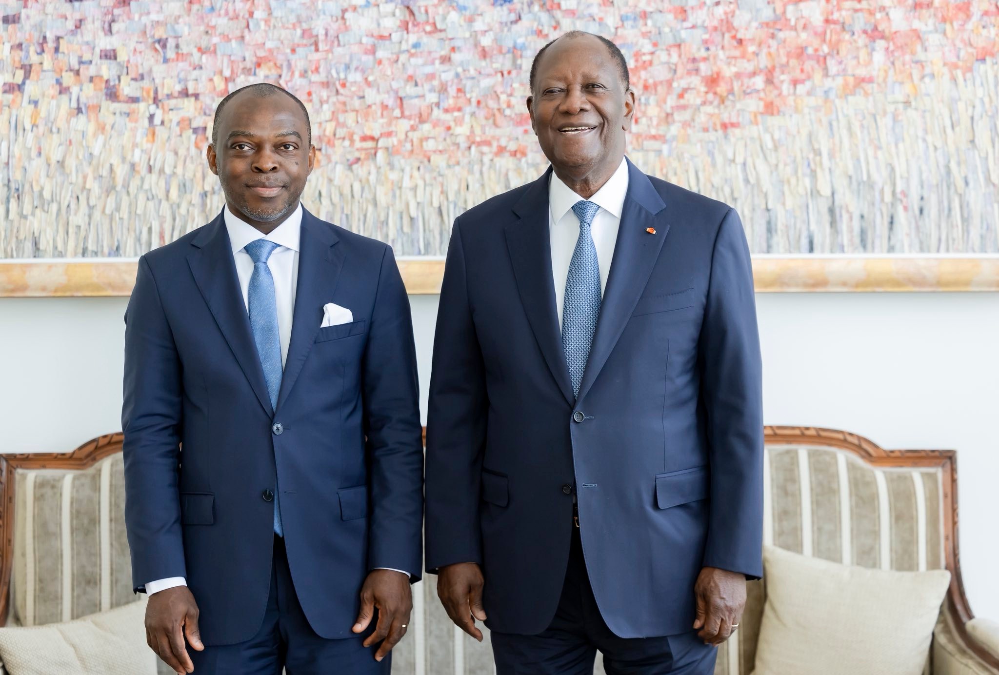 Alassane Ouattara reçoit Adjélou Christian Arnaud, nouveau président du CNDH © Crédit photo DR - Yessouan.ci
