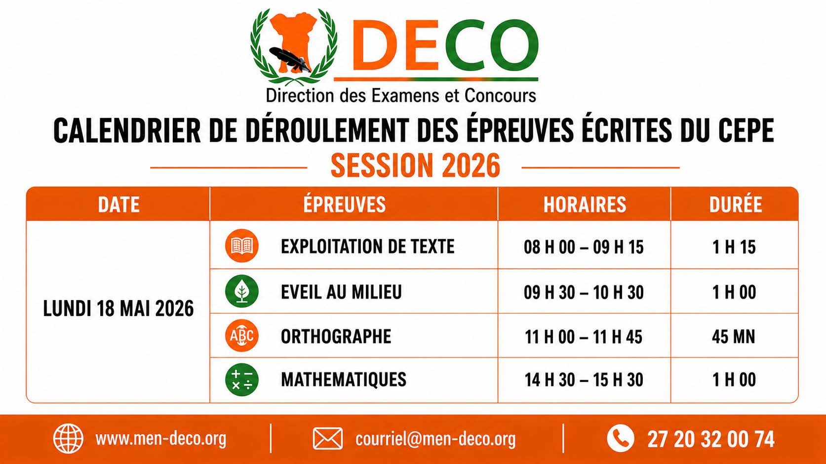 CEPE 2026 horaires et matières des épreuves écrites du lundi 18 mai © Crédit photo DR