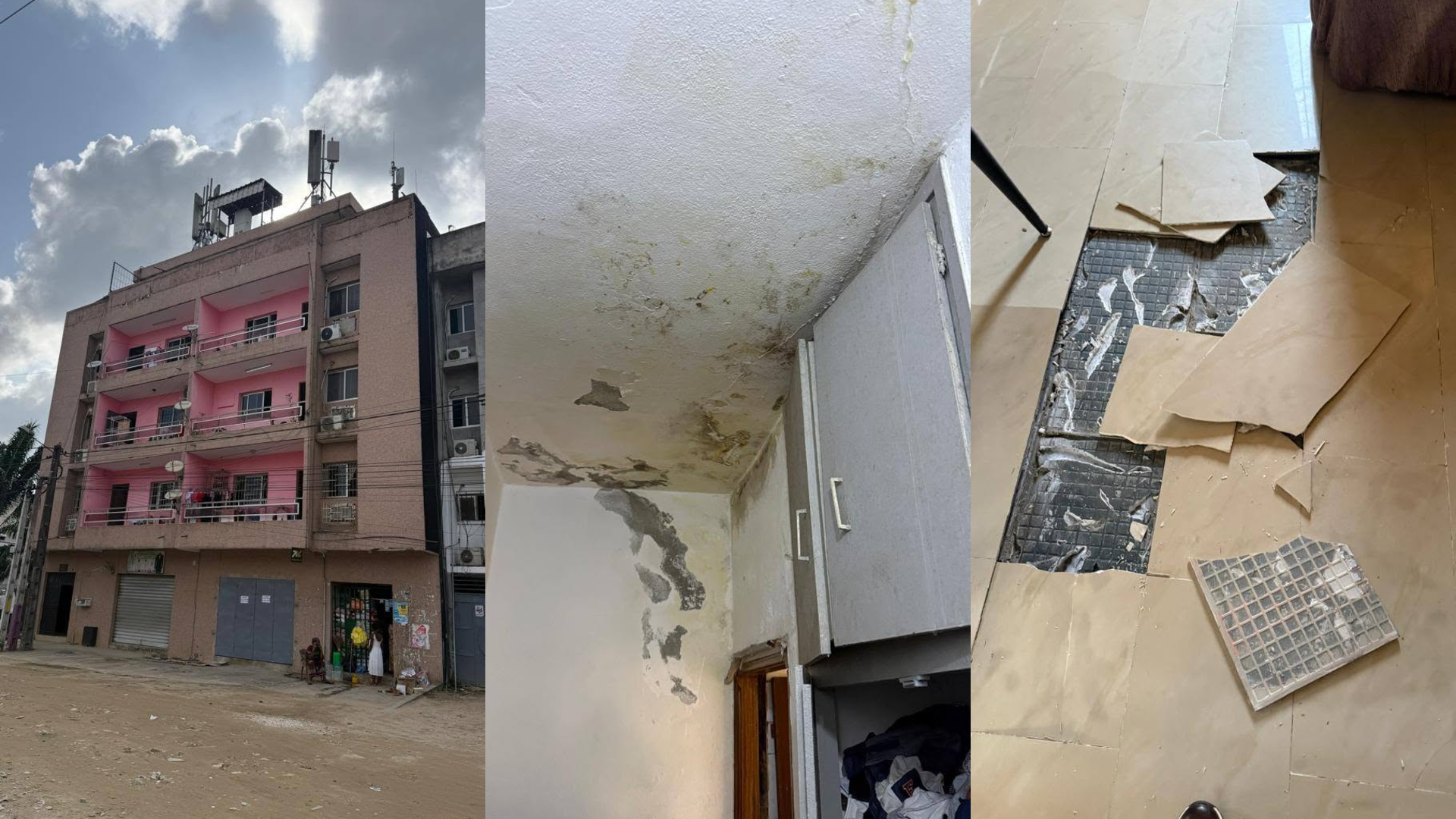 Un immeuble R+4 au Dokui Djomi évacué pour risque structurel © Crédit photo DR