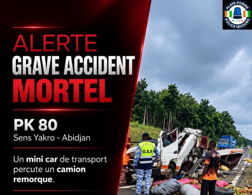 Accident au PK 80 sur l’axe Yamoussoukro-Abidjan