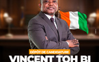 Vincent Toh Bi dépose son dossier pour la présidentielle 2025