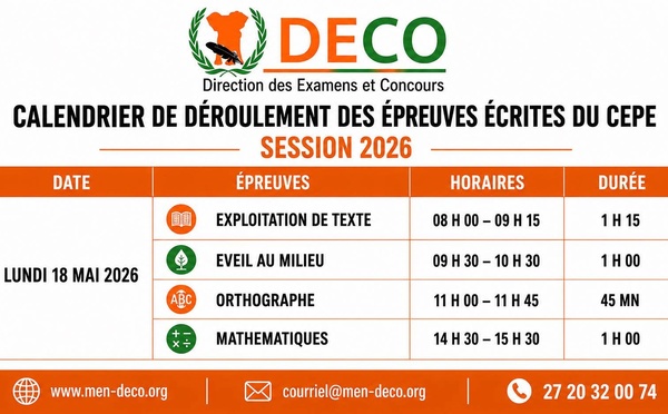 CEPE 2026 : le détail des 4 épreuves du lundi 18 mai et le programme complet
