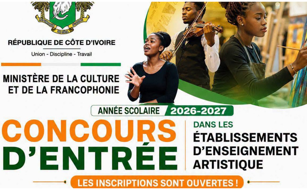 Concours 2026-2027 d'entrée dans des écoles d'enseignement artistique en Côte d'Ivoire