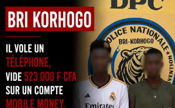 BRI Korhogo : il vole un téléphone et vide 523 000 F CFA d’un compte Wave
