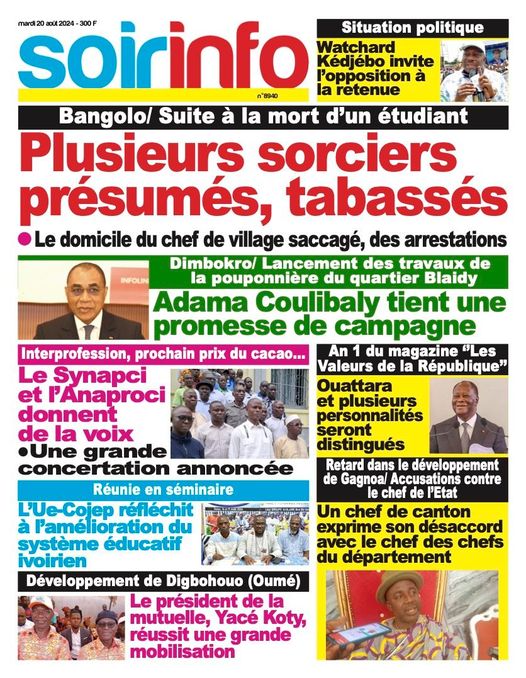 Titrologie Soir Info - Mardi 20 août 2024 (2) Titrologie Soir Info - Mardi 20 août 2024 (2)