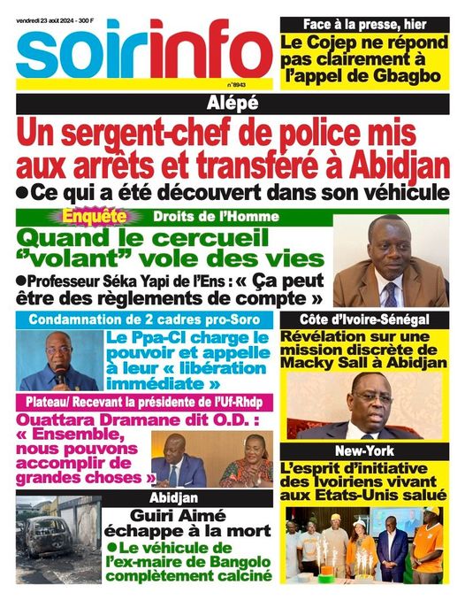 Titrologie Soir Info - La UNE du 23 août 2024 Titrologie Soir Info - La UNE du 23 août 2024