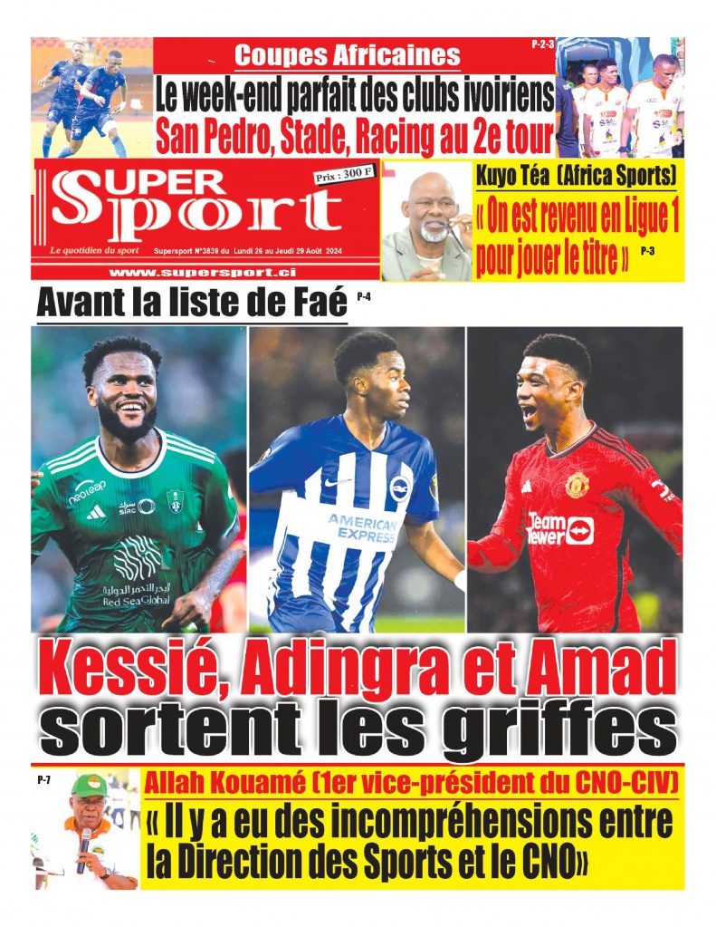 Titrologie Super Sport - La UNE du 26 août 2024 Titrologie Super Sport - La UNE du 26 août 2024